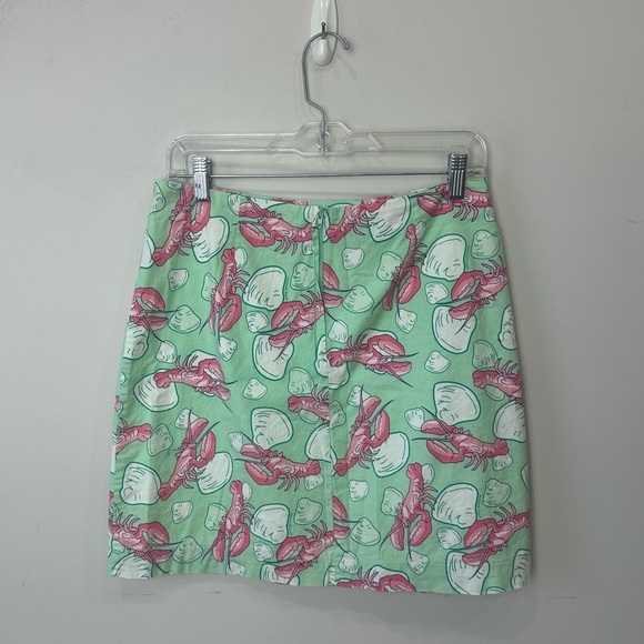 Vineyard Vines Lobster Clam Shell Skirt Green Pink Nantucket Coastal Preppy - Picture 2 of 3